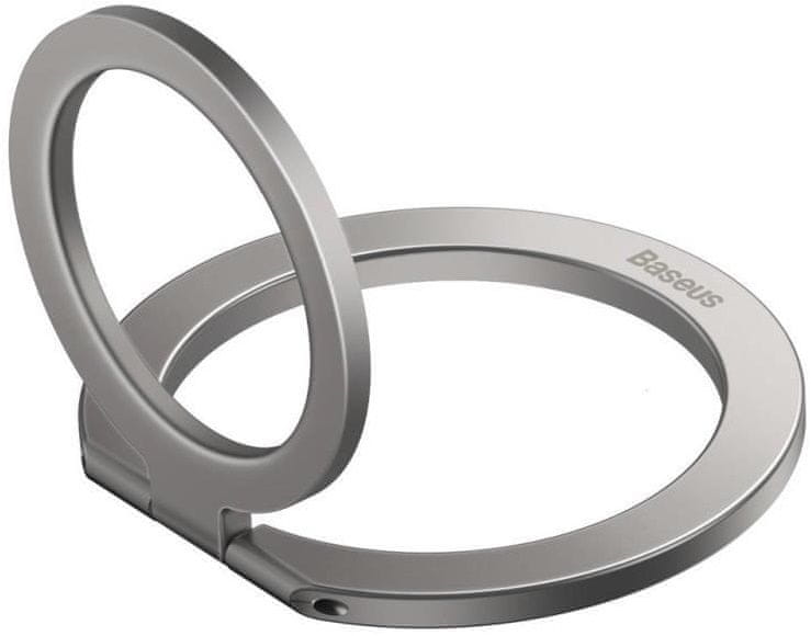 BASEUS Univerzální magnetický držák Halo kovový kroužek, stříbrný SUCH000012